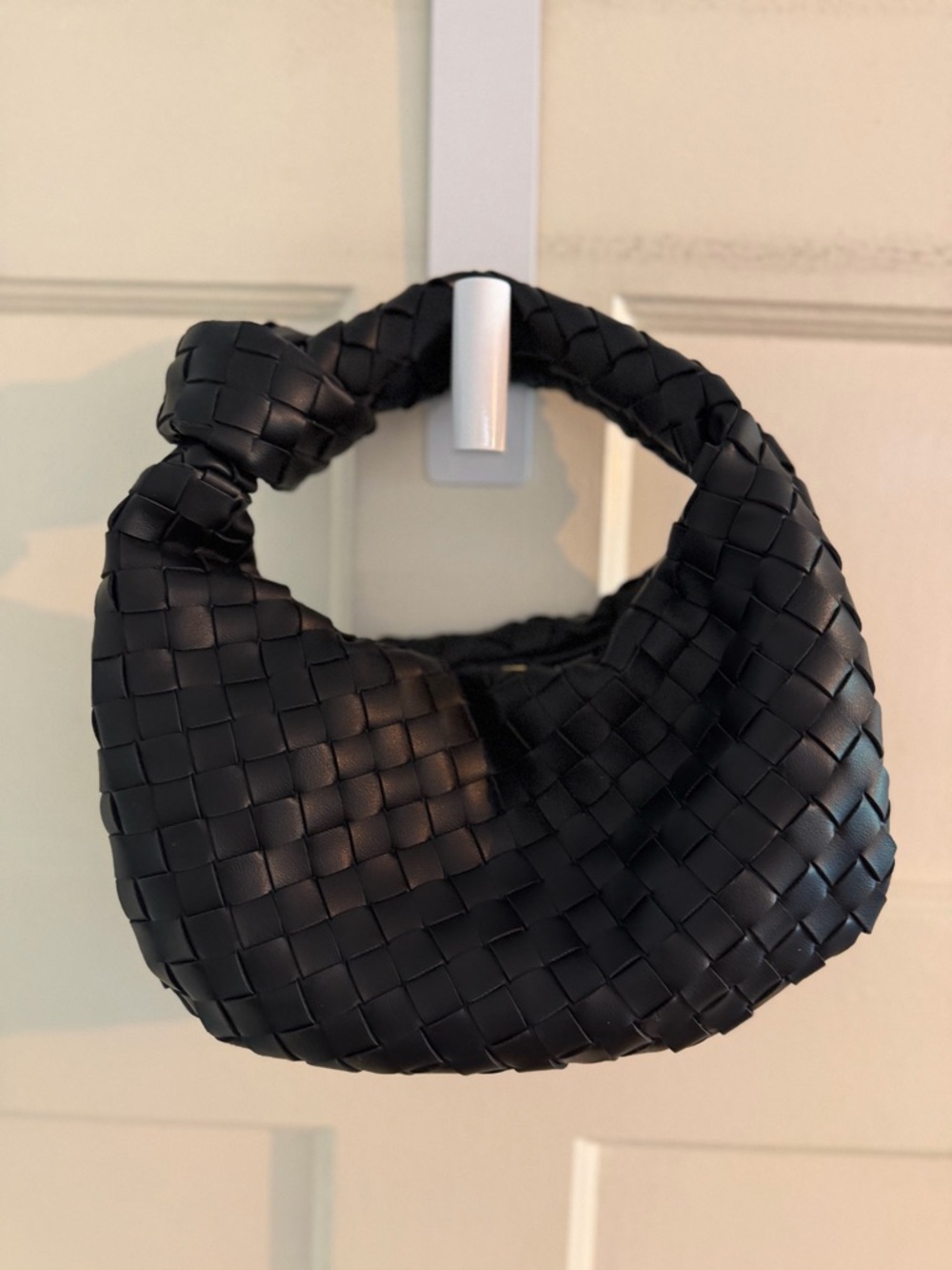 Woven Mini Shoulder Bag in Black